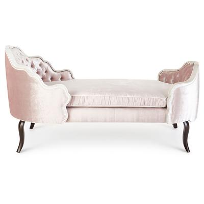 China American Luxury Living Room Furniture Velvet Fabric Upholstery Pink Extended Bench Chaise Lounge for sale