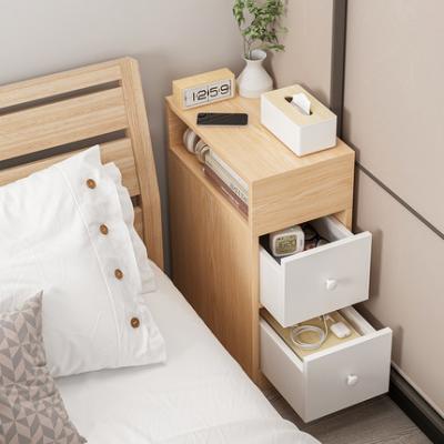 China White Narrow (Height) Modern Bedroom End Table Adjustable Small Wooden Nightstand With Open Compartment for sale