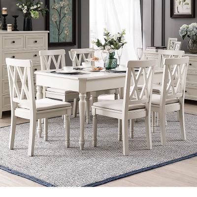 China (Others) Boconcept Adjustable Dining Restaurant Furniture 6 Seaters Cream White Oak Wood Dining Table And Chair for sale