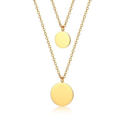 China Wholesale Trendy Fashion Necklace Stainless Steel Gold Double Layers Adjustable Pendant Necklace For Women for sale