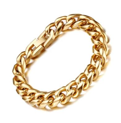 China FASHIONABLE Stainless Steel Gold Fashion Curb Color Gold IP Chain Bracelet for sale