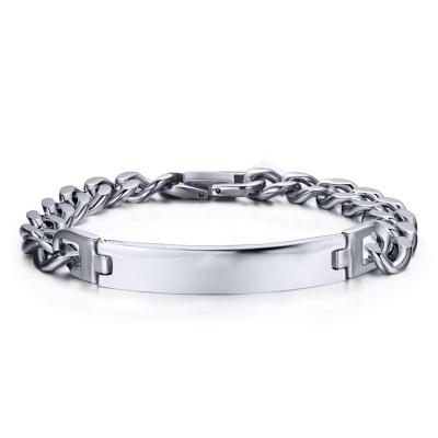 China Stainless Steel Classic TRENDY Engraved Empty Chain Bracelet for sale