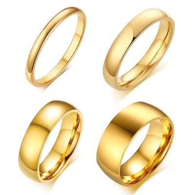 China TRENDY Simple Gold Plated Stainless Steel Male Female Rings Jewelry Women Men for sale