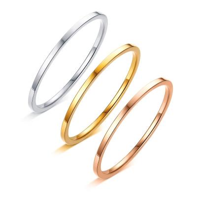 China FASHIONABLE Stainless Steel 1mm Width Comfortable Shinny Polished Woman Rings for sale