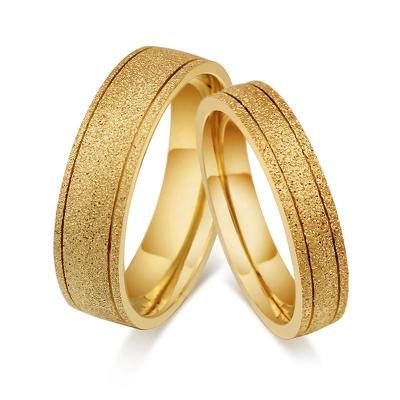 China TRENDY Fashion Tungsten Gold Plated Stainless Steel Jewelry Wedding Engagement Couple Love Rings For Men And Women for sale