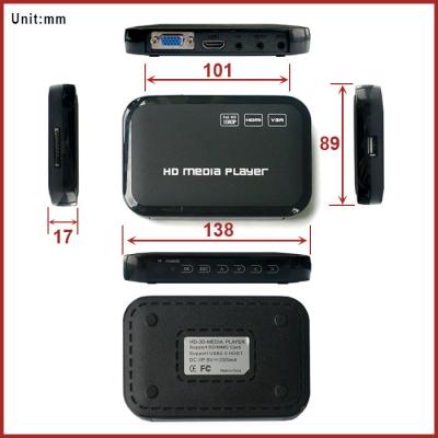 China HD completo externo Media Player para a tevê do diodo emissor de luz Output 2,0 USB a DVI/VGA à venda