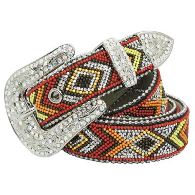 China ALLOY Cowboy Western Girl Southwest Beaded PU Leather Belt 115cm for sale