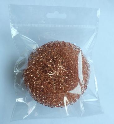 China Sustainable Stainless Steel Spiral Copperized Scrubber Kitchen Cleaning Ball 18g for sale