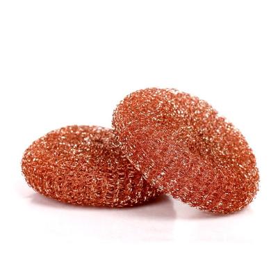 China 2022 Sustainable Up-to-date Household Flat Copper-Plated Steel Wire Wool Mesh Scourer Flat Washing Cleaning Ball for sale