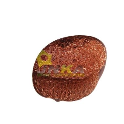 China Household 25g*2/BAG High Quality Sustainable Mesh Scourer Washing Flat Round Cleaning Ball Pure Copper Copper Scrubber for sale