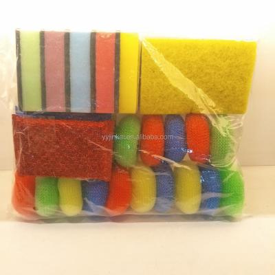 China Sustainable cleaning set / plastic, sponge, nylon, non-scratch scourer for kitchen dish for sale