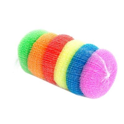 China Multi Sustainable Colors Kitchen Washing Pot Pan Plastic Mesh Scourer for sale