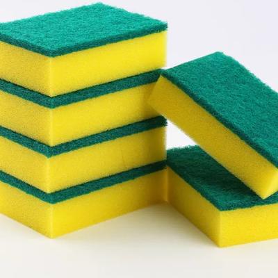 China Sustainable Sponge Rectangle Shape Kitchen Bowl Dish Cleaning Pad Sponge Scrubs for sale