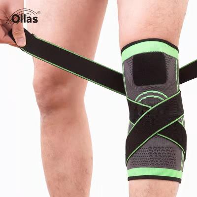 China Wholesale Retail Breathable Adjustable Elasticity Amazon Compression Knee Pads Elastic Knitted Knee Support With Belt for sale