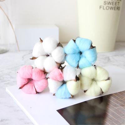 China Gifts Cotton Flower Branch Cotton Plant Artificial Dry Flower For Wedding Home Decoration for sale