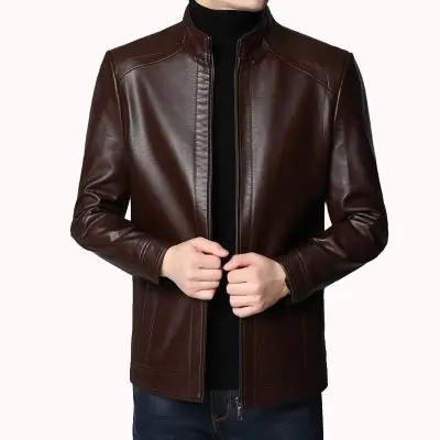 China 2021 New Reversible Leather Jacket Men's Slim Fifties Men's Soft Leather Jacket for sale