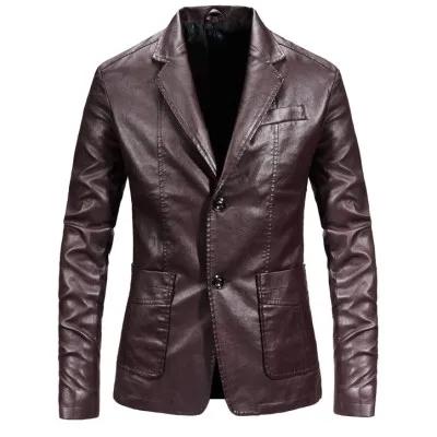 China Reversible Slim Leather Jacket Men's PU Style Suit Motorcycle Leather Jacket for sale