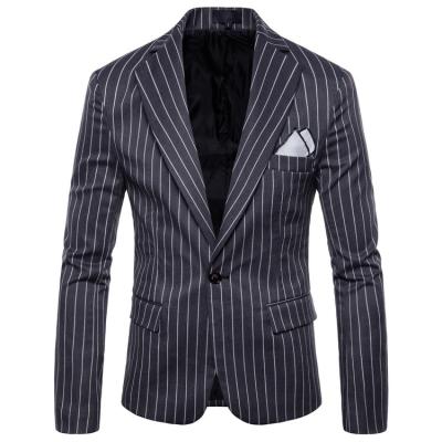 China 2020 New Design Mens Breathable Single Breasted Checked Stripe Blazers Slim Casual Plaid Blazer Jacket For Men for sale