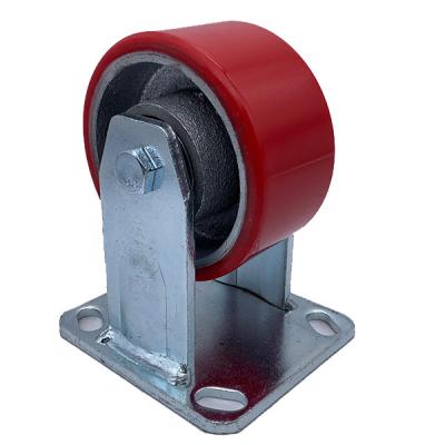 China 4 Inch Polyurethane Tread Cast Iron Rigid Caster for sale