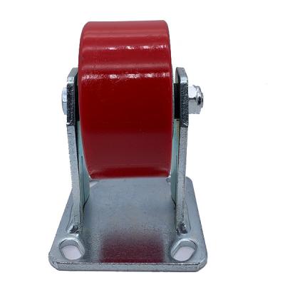 China 6 Inch Rigid Red Polyurethane Tread Heavy Duty Caster for sale