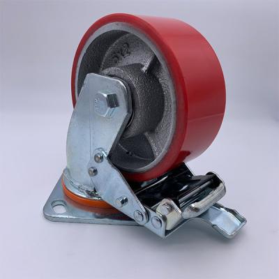 China 5 Inch PU Tread with Dual Locking Heavy Duty Caster for sale