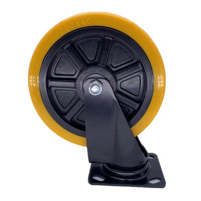 China Swivel Top Plate Casters Wheel TPE Tread Casters 125mm Yellow Castors for sale