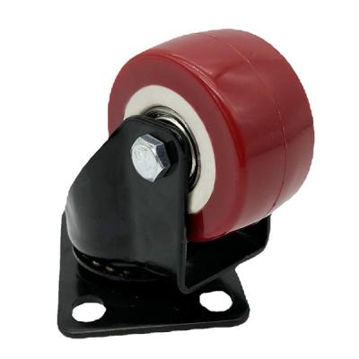 China Red PU Swivel Plate Light Duty 50MM Caster Wheels with PP Core For Furniture for sale