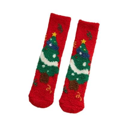 China New Christmas Velvet Socks Mid-tube Warm Coral Stockings Floor Socks Cartoon Adult Socks for sale