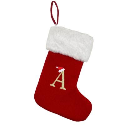 China Hot Gifts Tree Christmas Socks Alphabet Ornaments Christmas Character Hanging Socks for sale