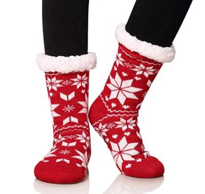 China Custom Made Hot Sale Christmas Fuzzy Fleece Lined Warm Comfy Soft Socks for sale