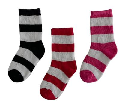 China Wholesale Cute Thick Stripe Trend Color Match Thin Children's Mesh Cotton Socks for sale