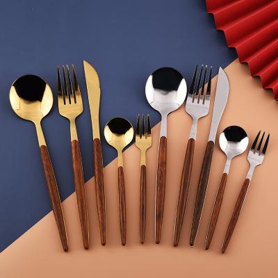 China New Viable Cutlery Sets Plastic ABS Handle Flatware Sets Dinnerware Sets Handle Gold Flatware Plastic Set for sale