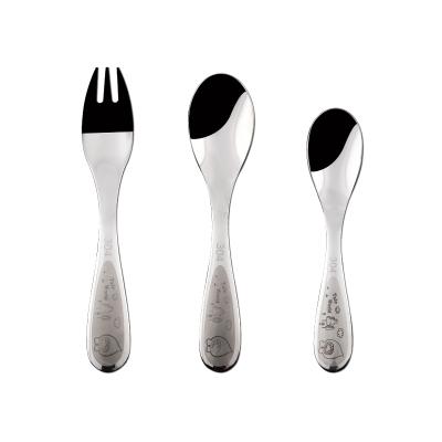 China New 2022 Viable 18/10 Stainless Steel Kids Fork And Spoon Set In Box Portable Reusable Baby Cutlery Kids Set for sale