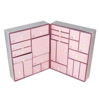 China Beautiful handmade pink advent calendar packaging gift box for sale for sale