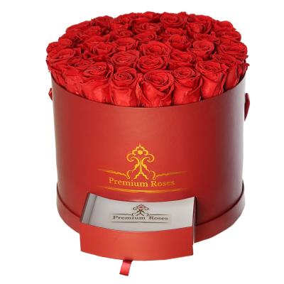 China Handmade Wholesale Factory Round Drawer Paper Flower Boxes Gift Rose Packaging for sale