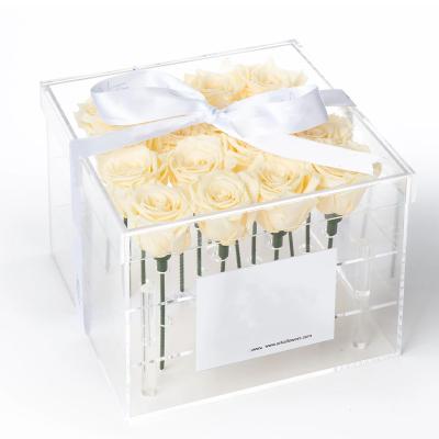 China Preserved Flower Acrylic Exquisite Acrylic Box Gift Box Luxury Square Flower Square Mounted In Acrylic Gift Box With Lid for sale