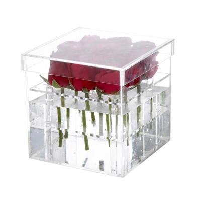 China Wholesale Custom High Clear Transparent Logo Rose Display Acrylic Flower Box for sale