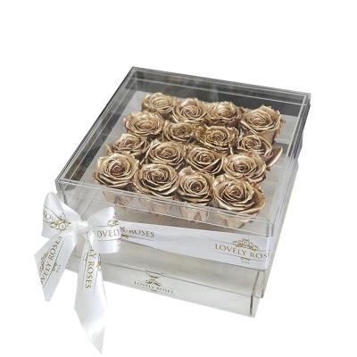 China Acrylic Box For Roses Fashion High Quality Design Acrylic Flower Box With Drawer for sale