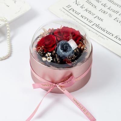 China Custom Size Immortal Glass Gift Box Packaging Lid Gift Flower Direct Sales for sale