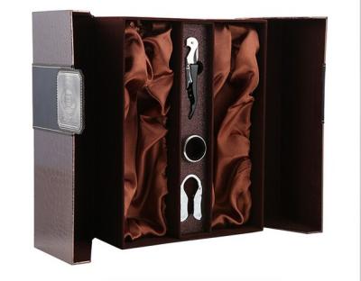 China Handmade luxury wholesale red wine leather wine box morocco paper packaging boxes for sale