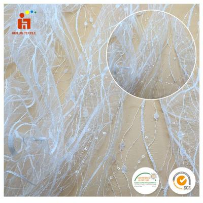 China China Viable Wholesale Market Tree Veil Lace Embroidery White Dyed Simple Swiss Sequin Beaded Embroidery Bridal Laces Fabrics for sale