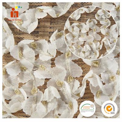 China Breathable Hot Sale White Dyed Indian Mesh Ribbon Embroidered Fabric For Garment for sale