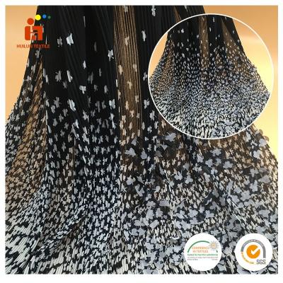 China China Design New Viable Wholesale Laser Cut 3D Butterfly Print Chiffon Embroidered Fabric For Dress for sale