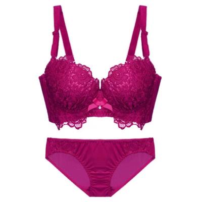 China Beautiful Wonderful Hot Selling Women Lace Up Embroidery Bra Brief Fashion Lace Set Push Up Bra Panty Set Women Underwear SetHot SA for sale