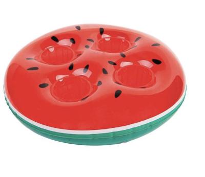 China Indoor/Outdoor Summer Beach Swimming Pool Party Decorations Inflatable Watermelon 4-Cup Drink Holder for sale