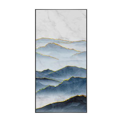 China Custom Printed Waterproof Gold Foil Mountain Art Painting With Frame Decorative Wall Painting for sale