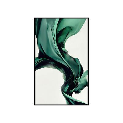 China Nordic Abstract Green Ribbon Art Oil On Canvas As Picture Poster Wall Decoration for sale