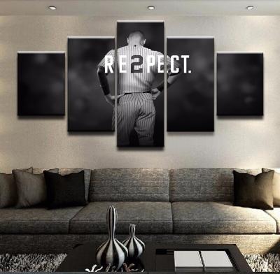 China Waterproof 5 Piece Wall Art Big \ Decorative Canvas Baseball Star Sports Inspired Painting for sale