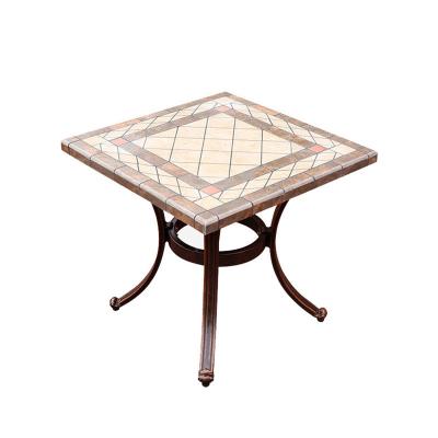 China Modern ceramic side table outdoor square metal patio outdoor tea out door set patio tables metal tile marble end table for sale