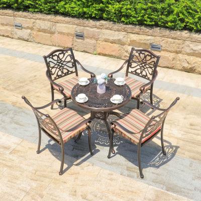 China Modern hot selling patio waterproof cast aluminum dining chair luxury modern garden table and chair for sale